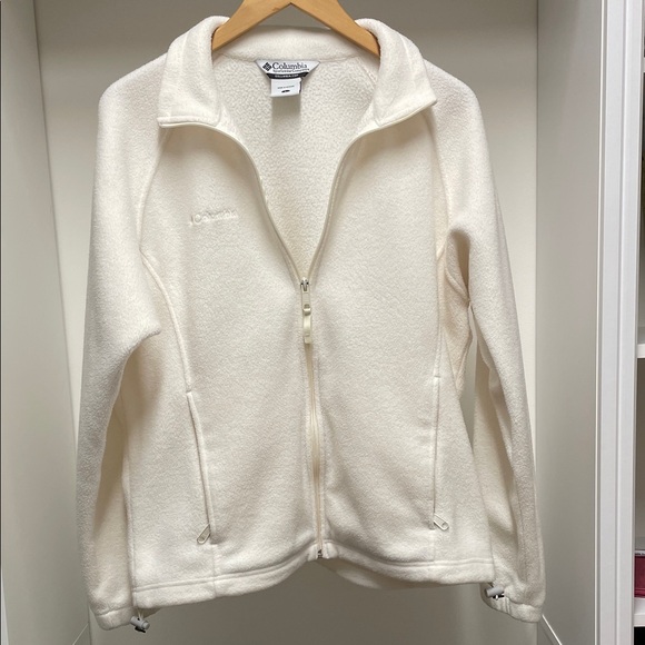 Columbia Women's Cream Fleece Zip Up Jacket Size L - Picture 1 of 11